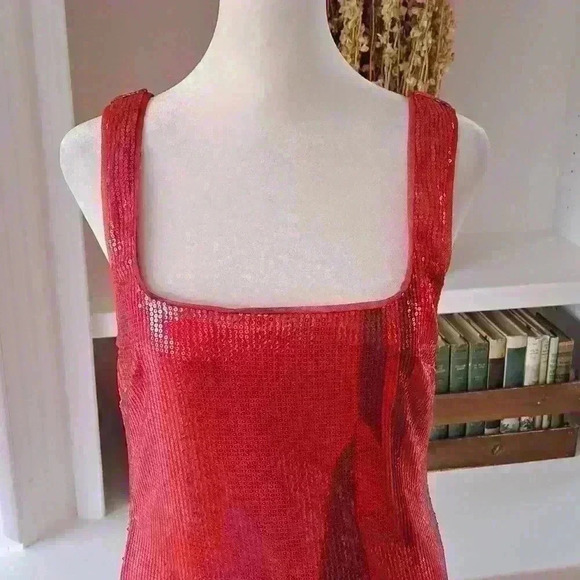 RACHEL Rachel Roy - Sleeveless Sequin Square Neck Dress - Pink Painted Abstract - Picture 2 of 9